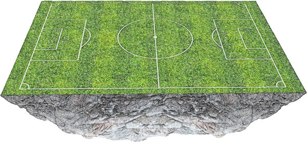 Soccer field floating island.isolated on white background